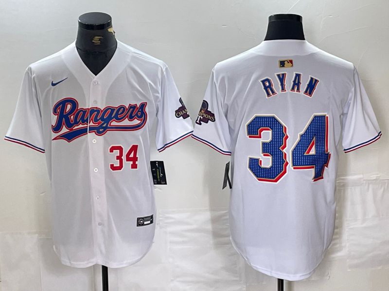 Men Texas Rangers 34 Ryan White Champion Game Nike 2024 MLB Jersey style 3